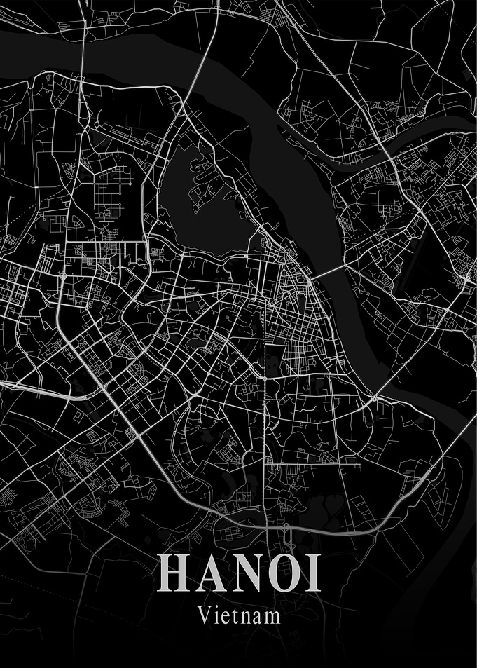 Hanoi City Map Dark