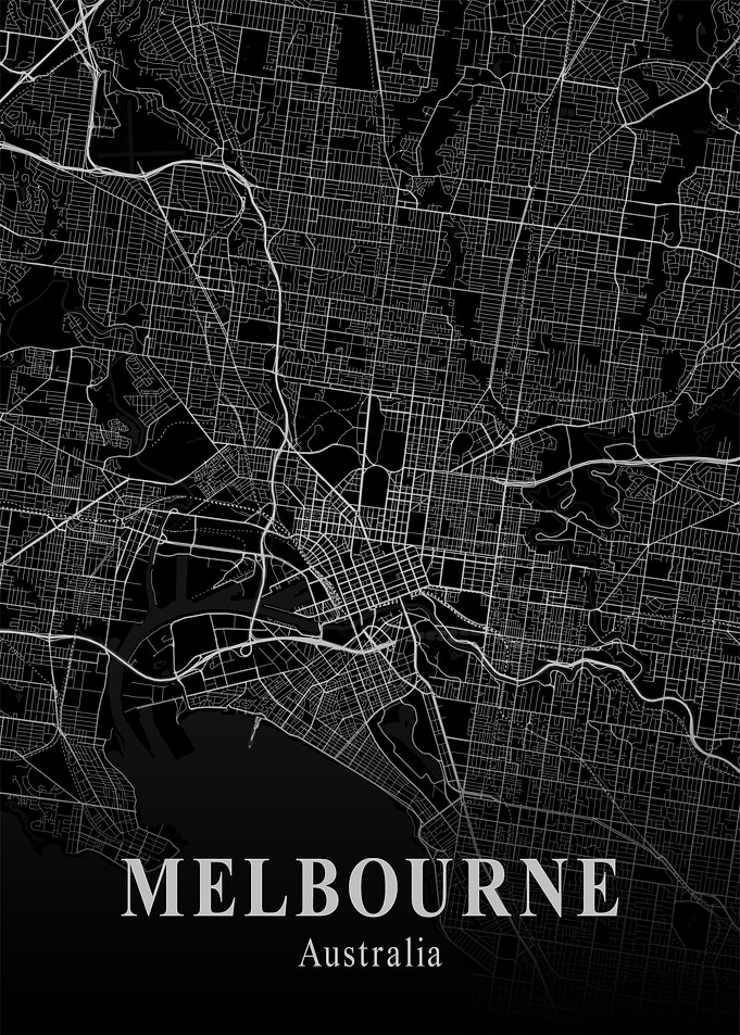 Melbourne City Map Dark