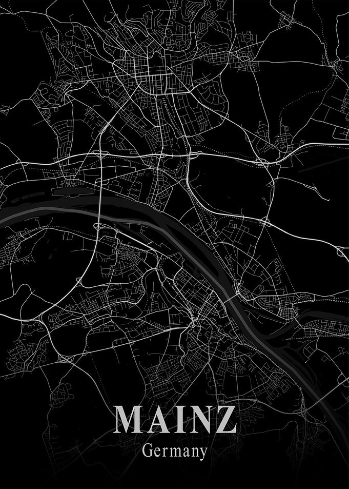 Mainz City Map Dark