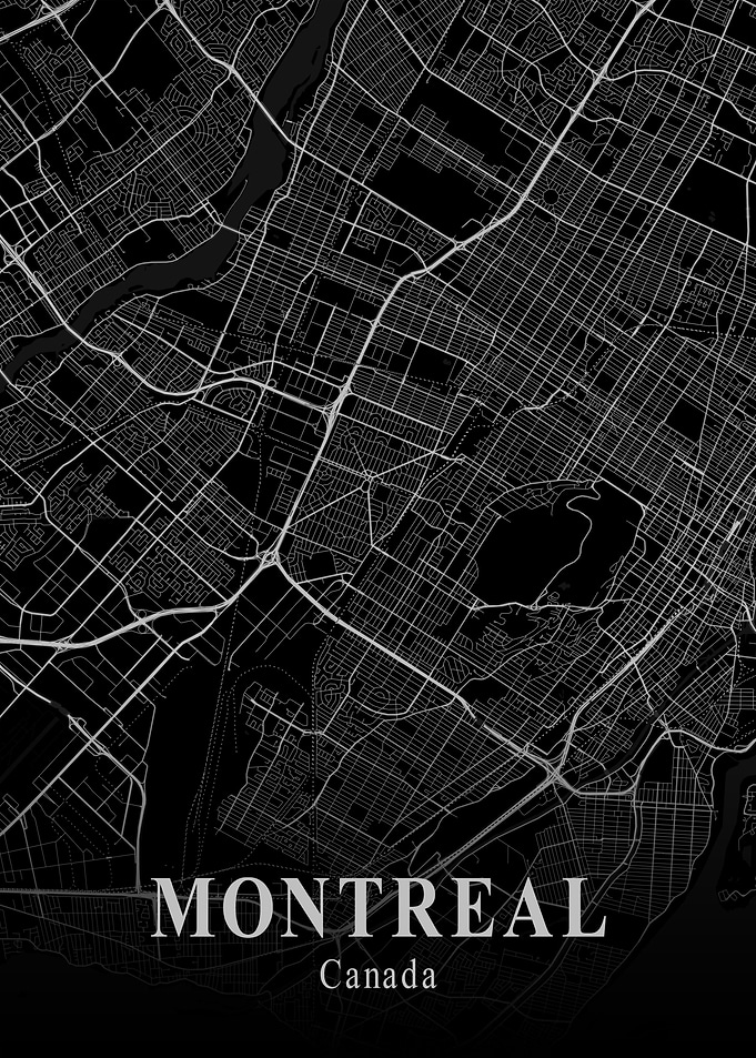 Montreal City Map Dark