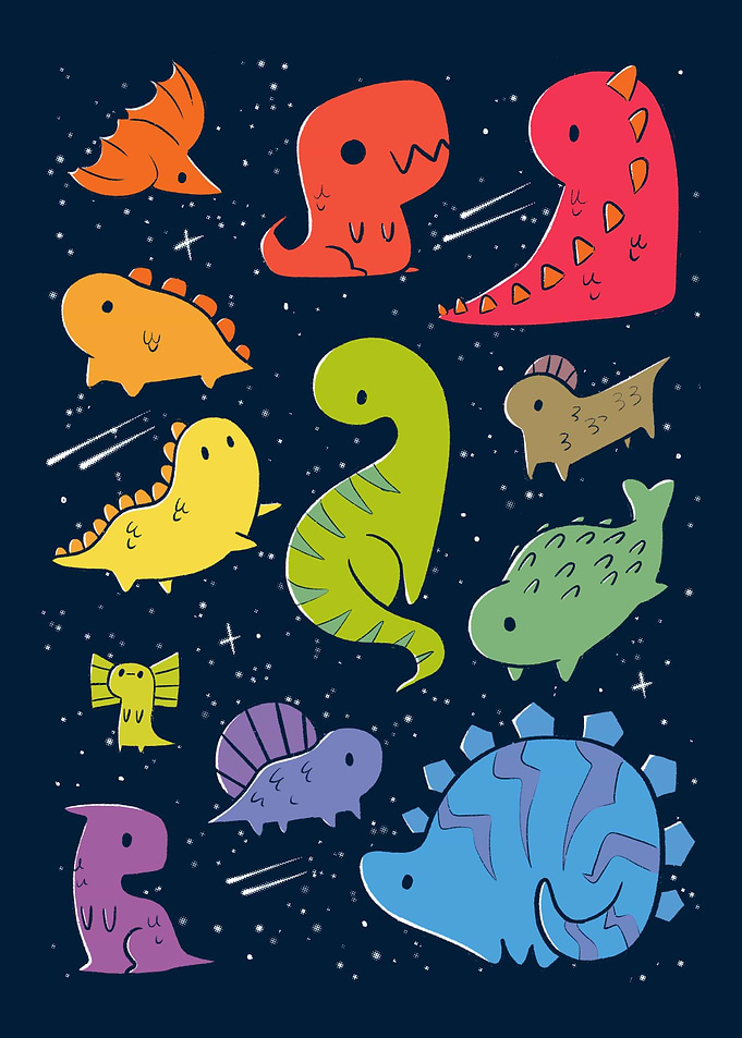 Tiny Rainbow Dinosaurs