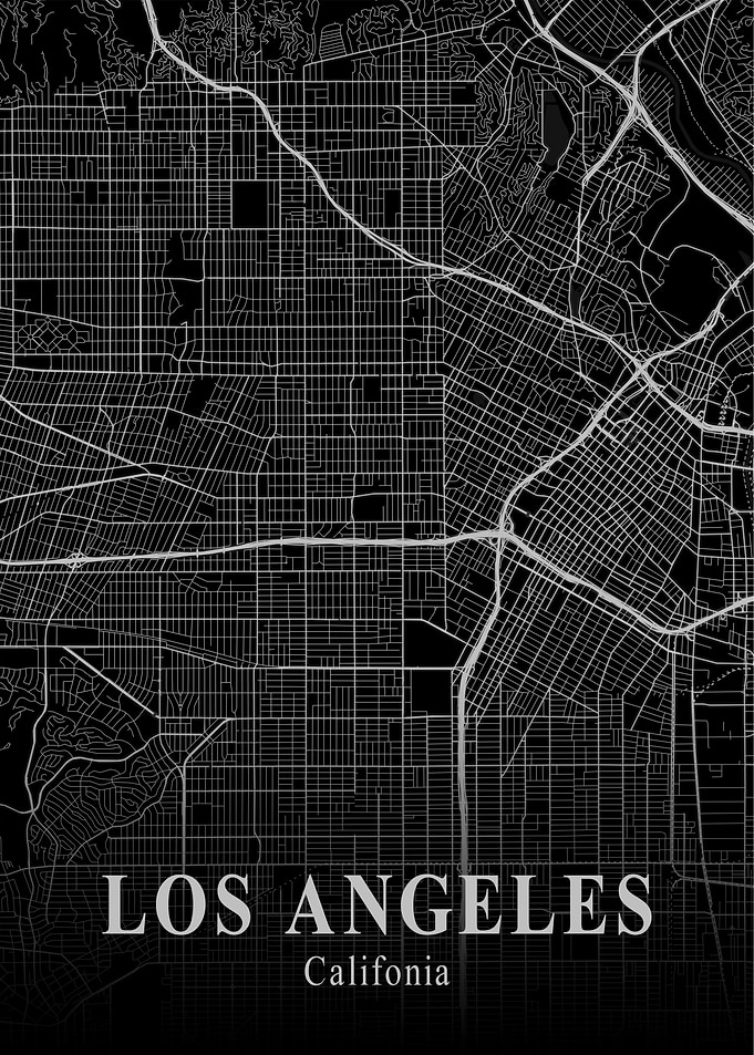 Los Angeles City Map Dark