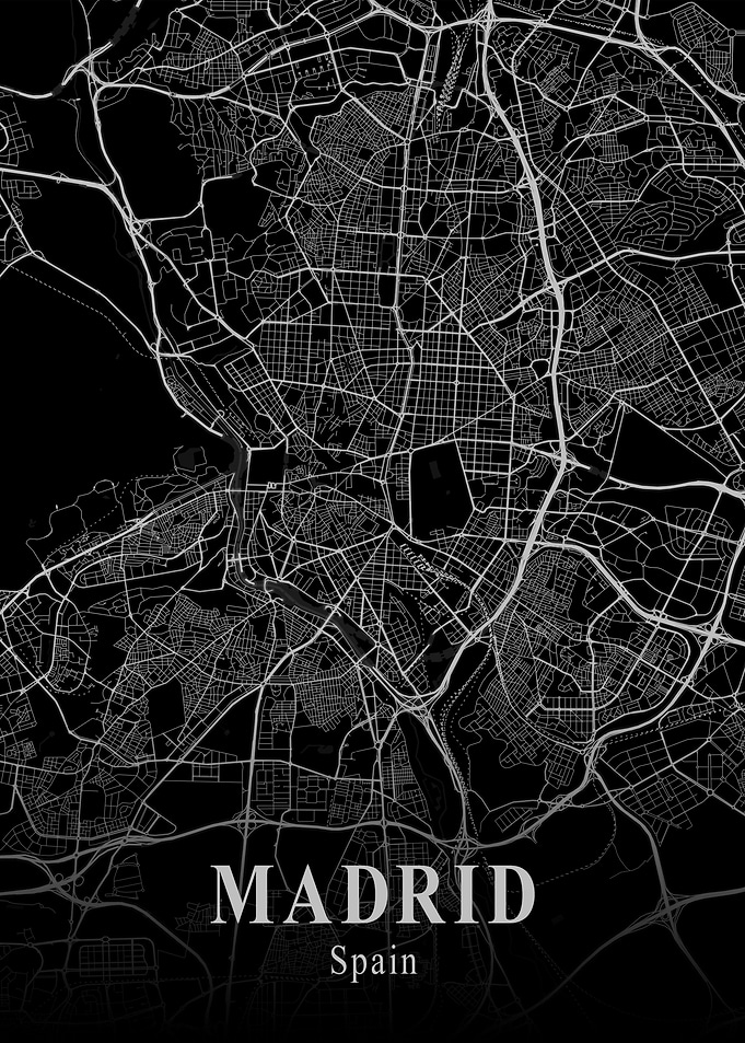 Madrid City Map Dark