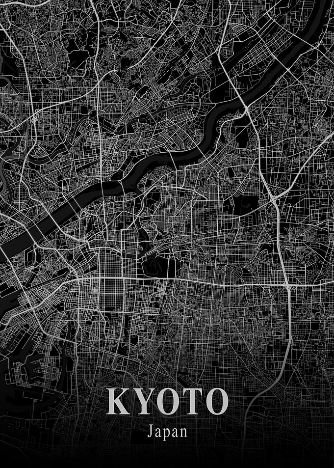 Kyoto City Map Dark