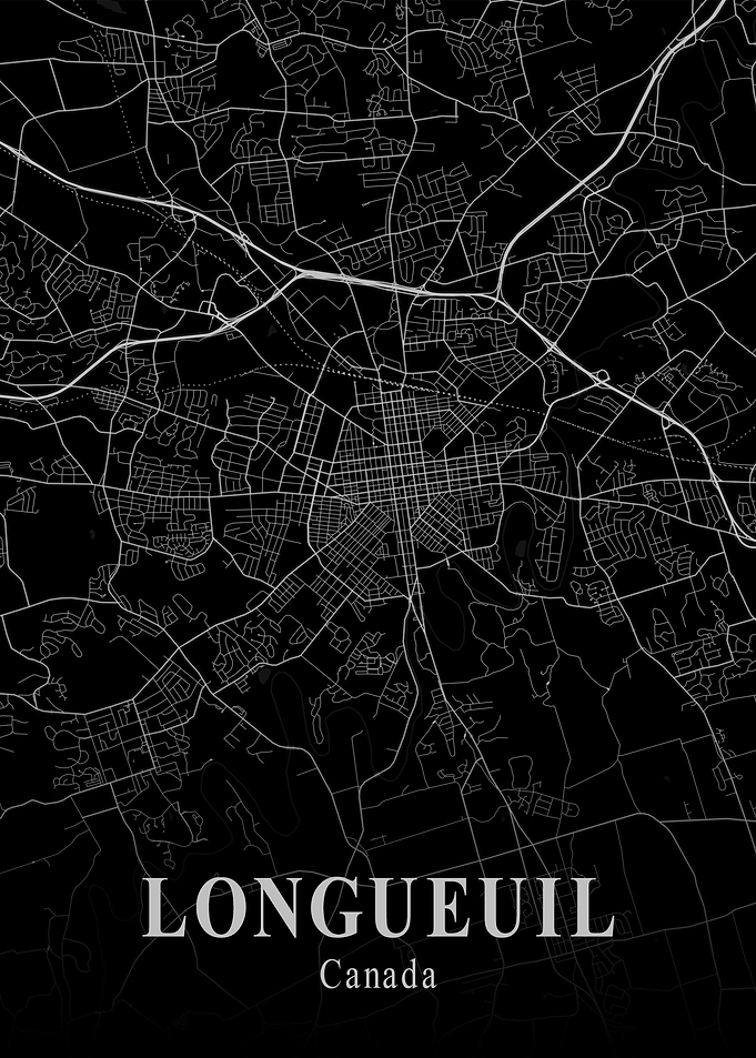 Longueuil City Map Dark