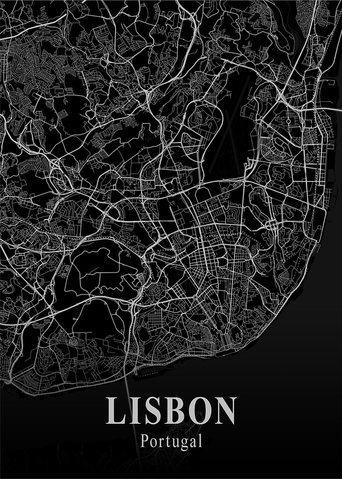 Lisbon City Map Dark