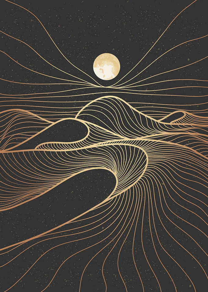 Mountain desert line art