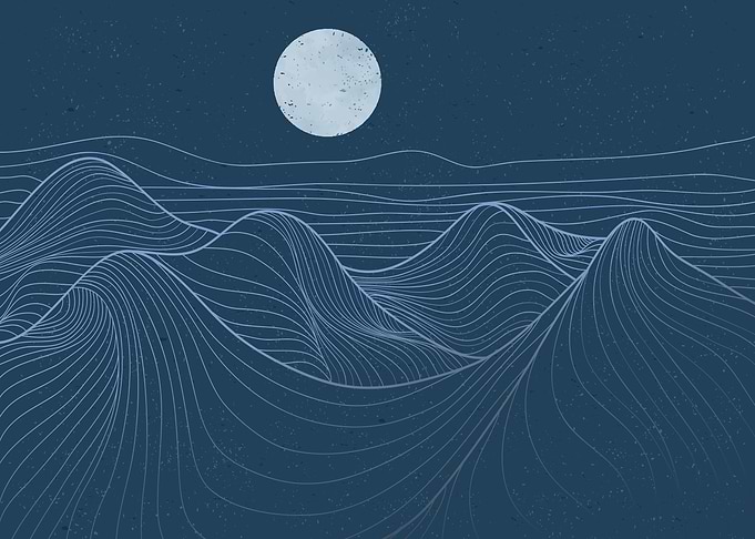 Mountain desert line art