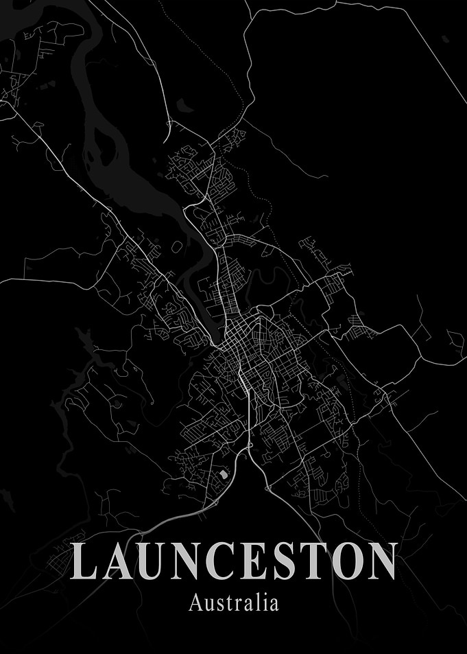 Launceston City Map Dark