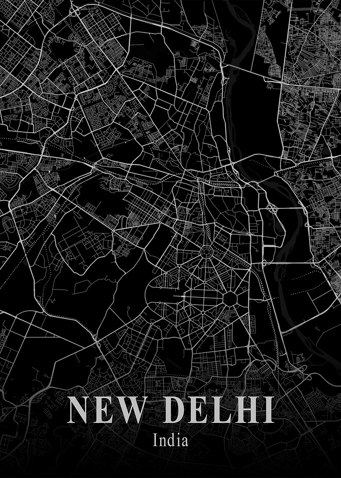 New Delhi City Map Dark
