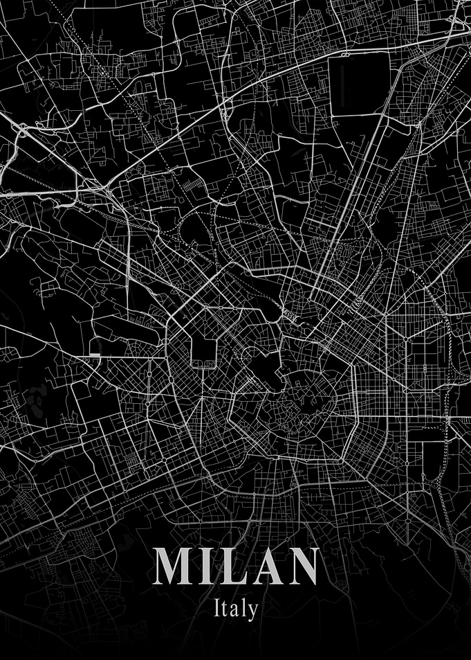 Milan City Map Dark
