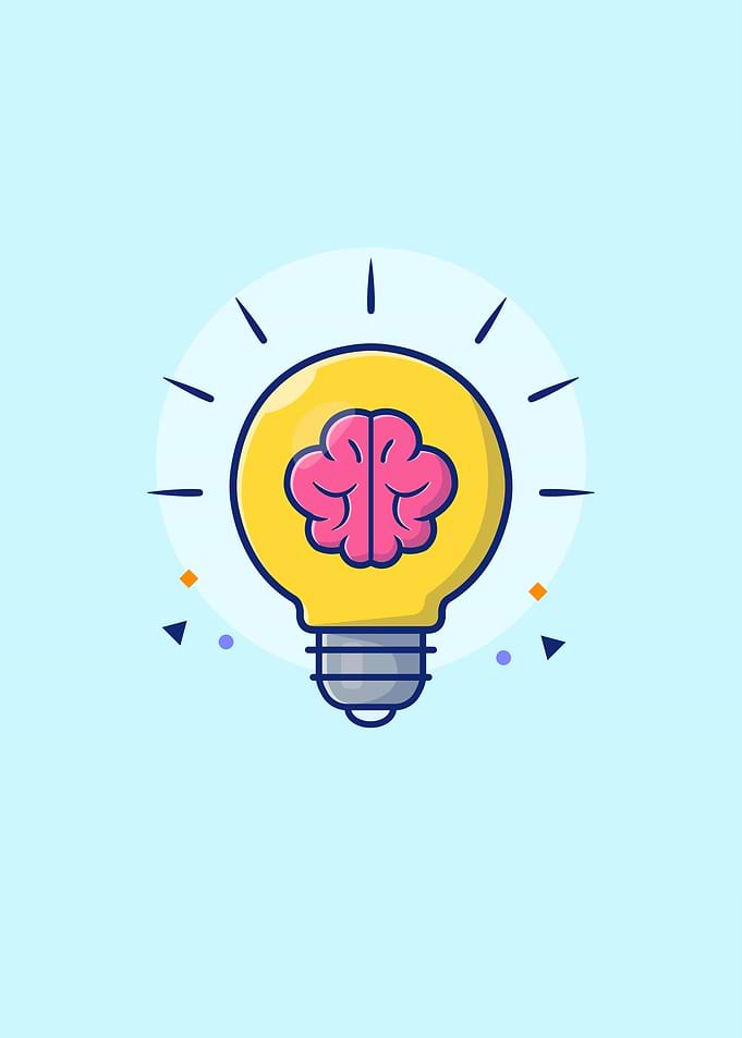 Lamp With Brain Cartoon