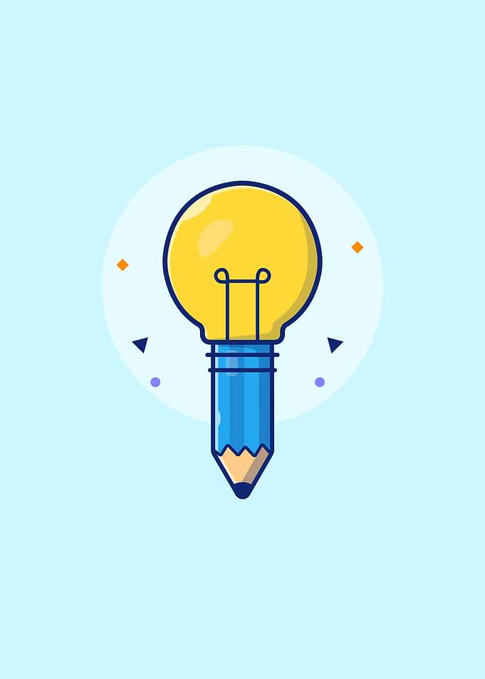 Lamp With Pencil Cartoon