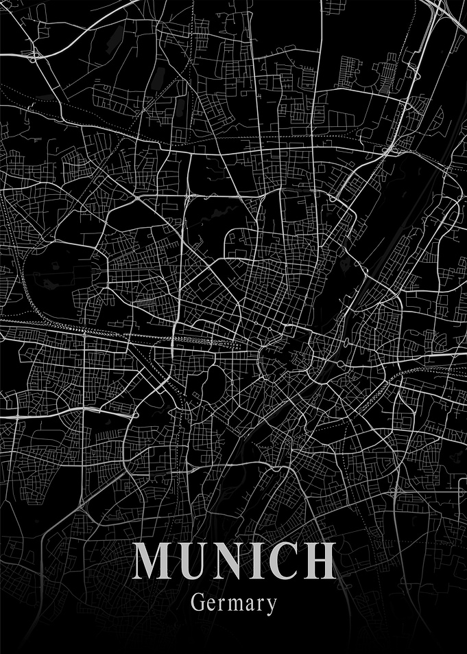 Munich City Map Dark