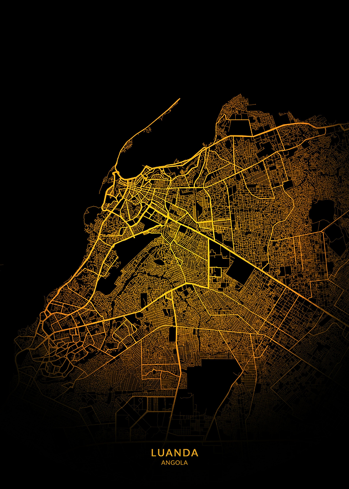 Luanda City Map Gold