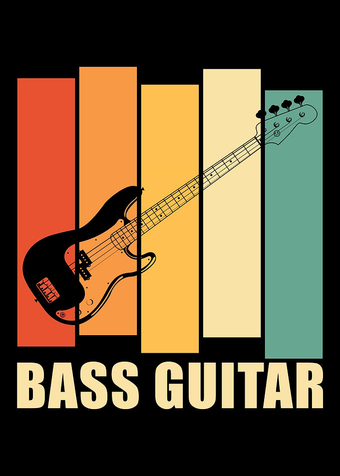 Retro Bass Guitar Player