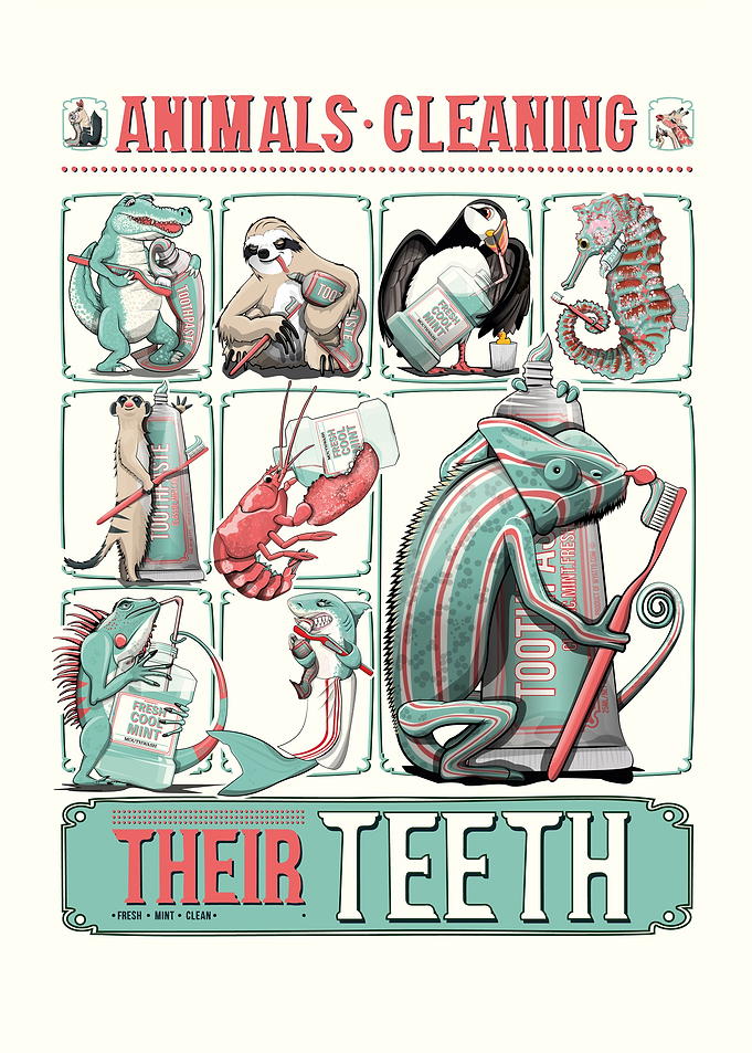 Animals Cleaning Teeth