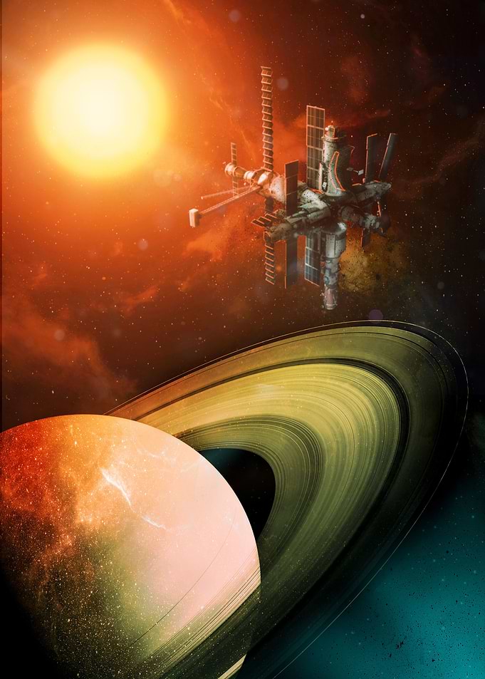 Saturn And Space Station