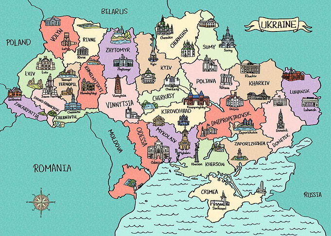 Ukraine Colorful Map