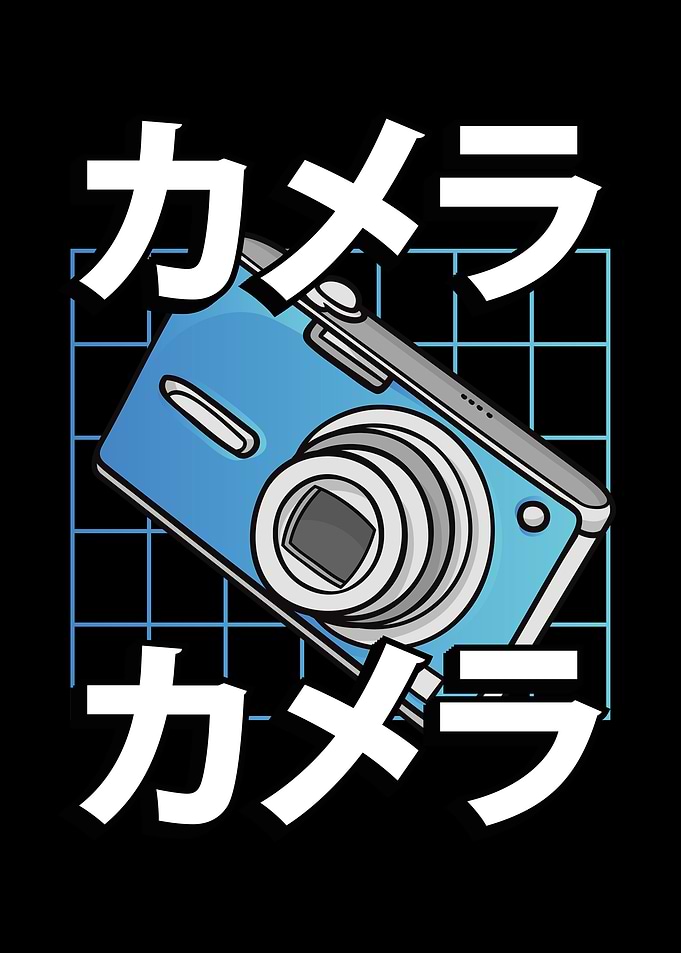 Cute kawaii blue camera