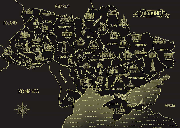 Glowing Ukraine Map