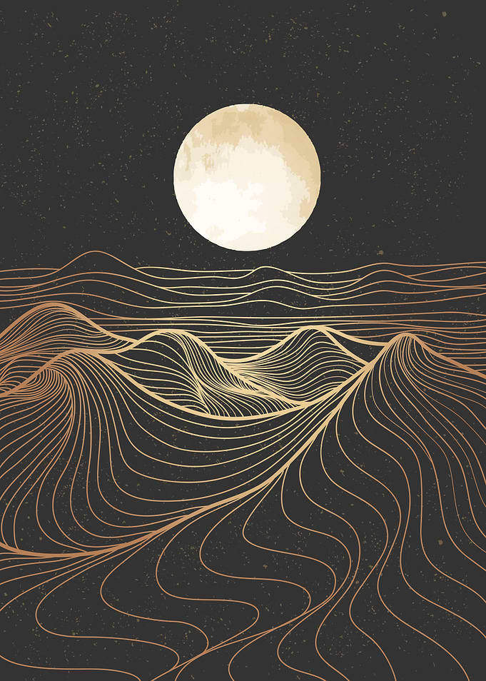 Mountain desert line art