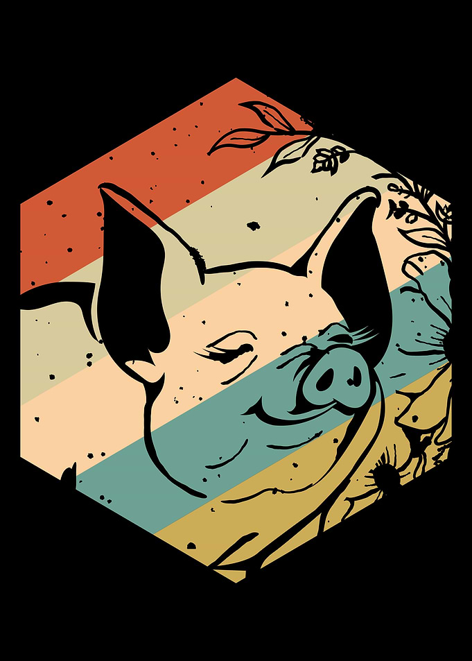 Happy Retro Pig