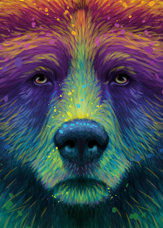 Colorful Grizzly Bear