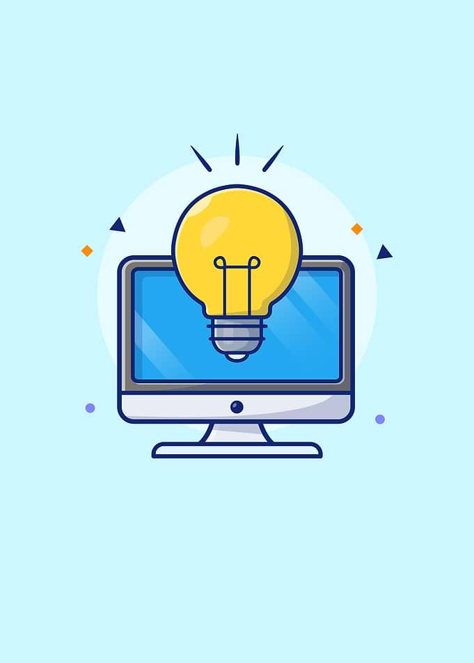 Computer With Lamp Cartoon
