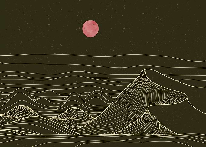 Mountain desert line art