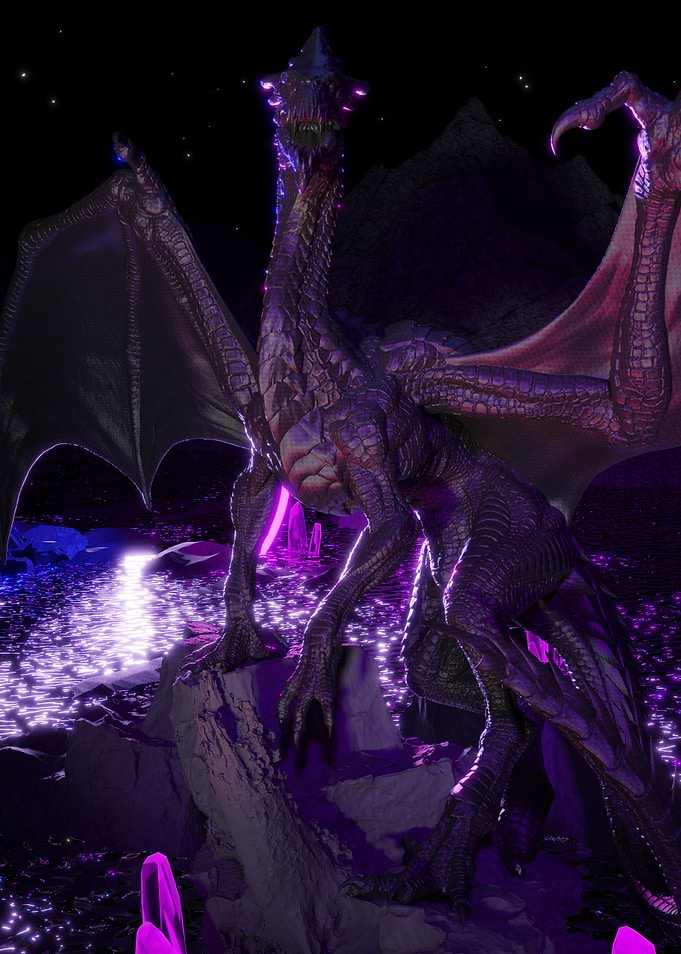 Dragon sitting on a rock