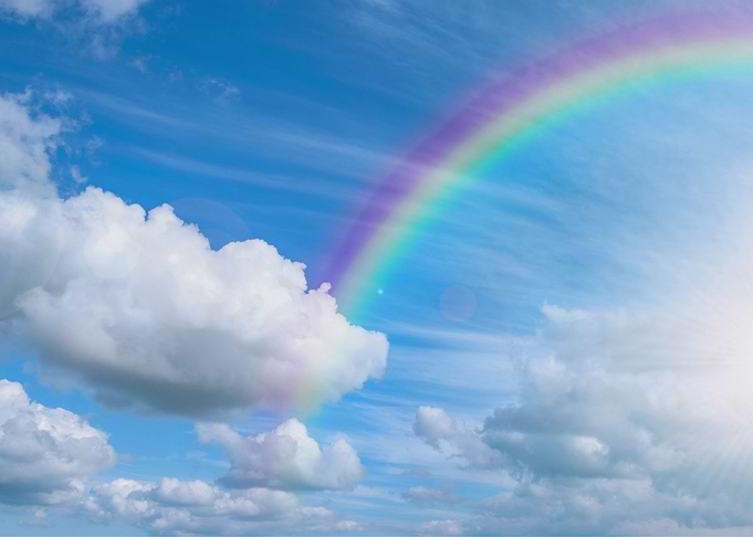 Rainbow on blue sky