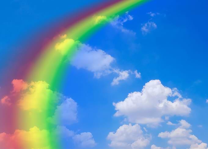 Rainbow on blue sky