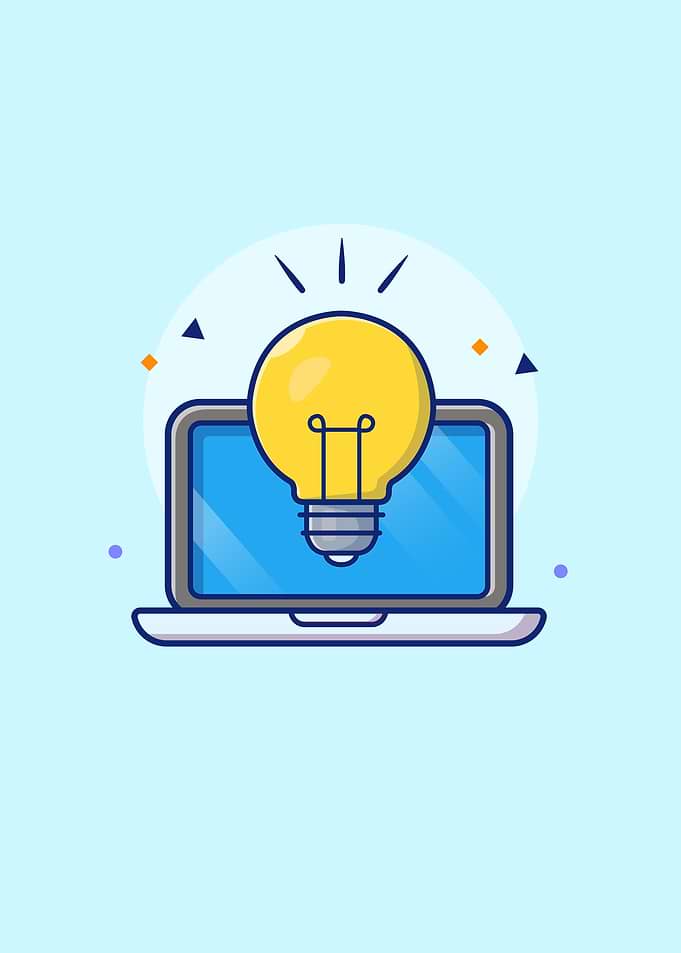 Laptop With Lamp Cartoon