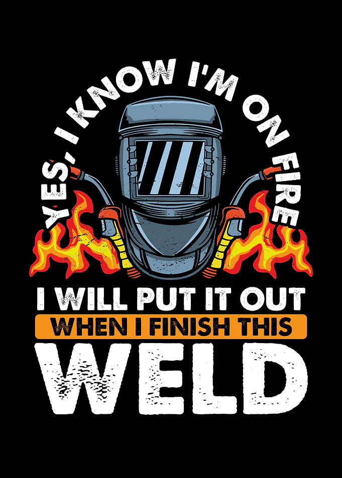 Welder helmet on fire