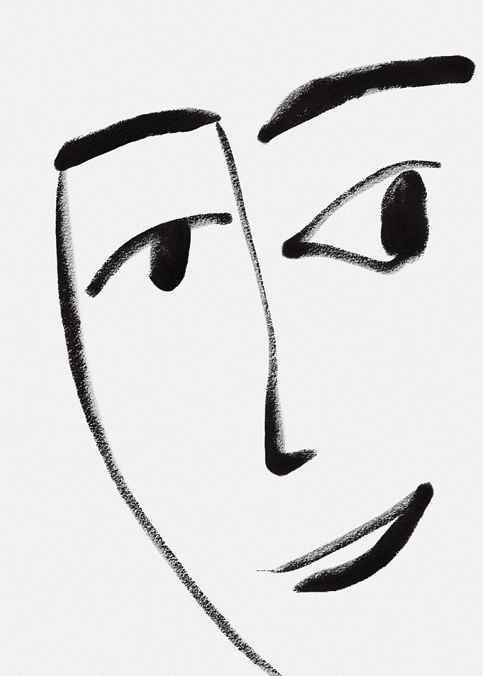 Minimalist ink portrait