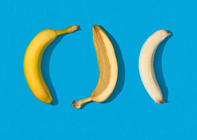 Banana and peeled banana