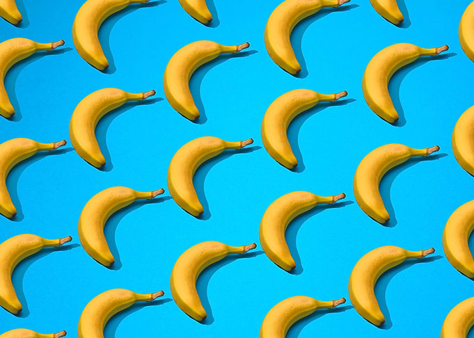 Bananas on blue background