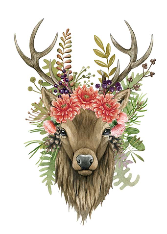 wild deer with flowers