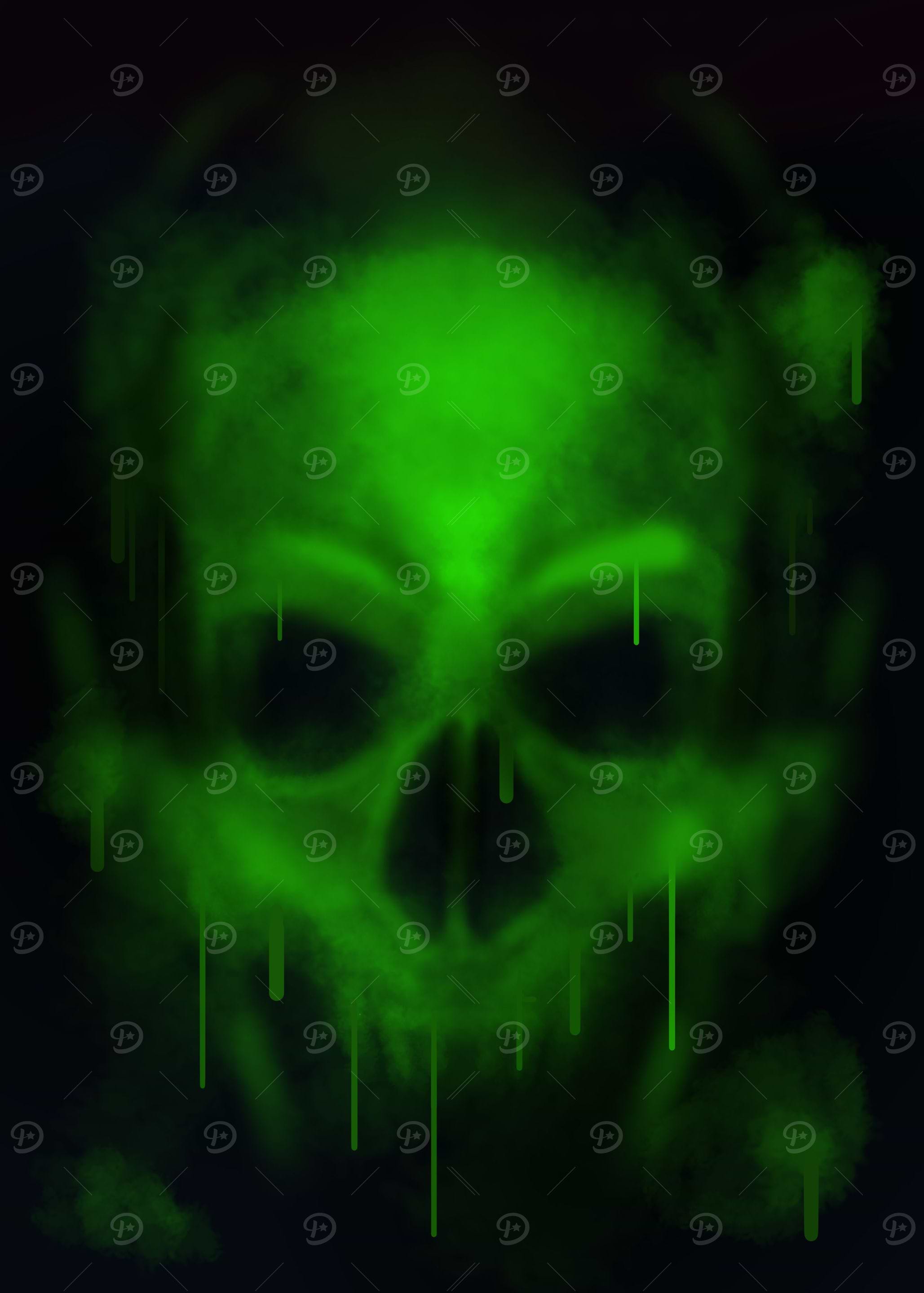 Green Spray Skull