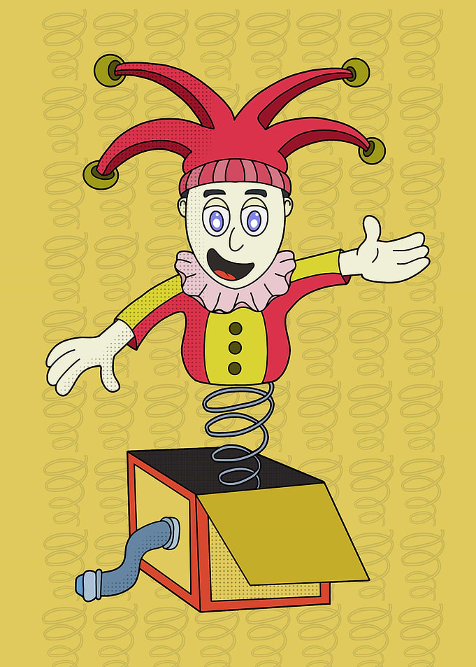 Surprise box with a clown