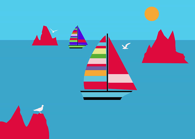 Sailing Boats Cliffs Sea