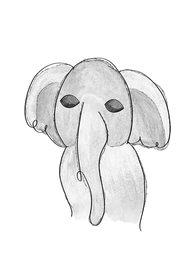 Water Color Baby Elephant