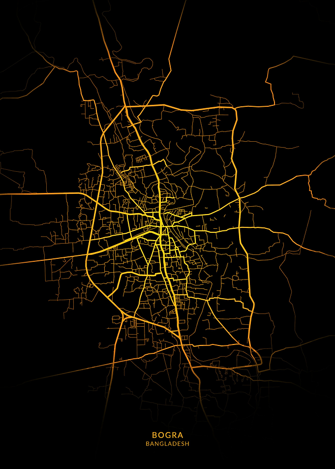 Bogra City Map Gold