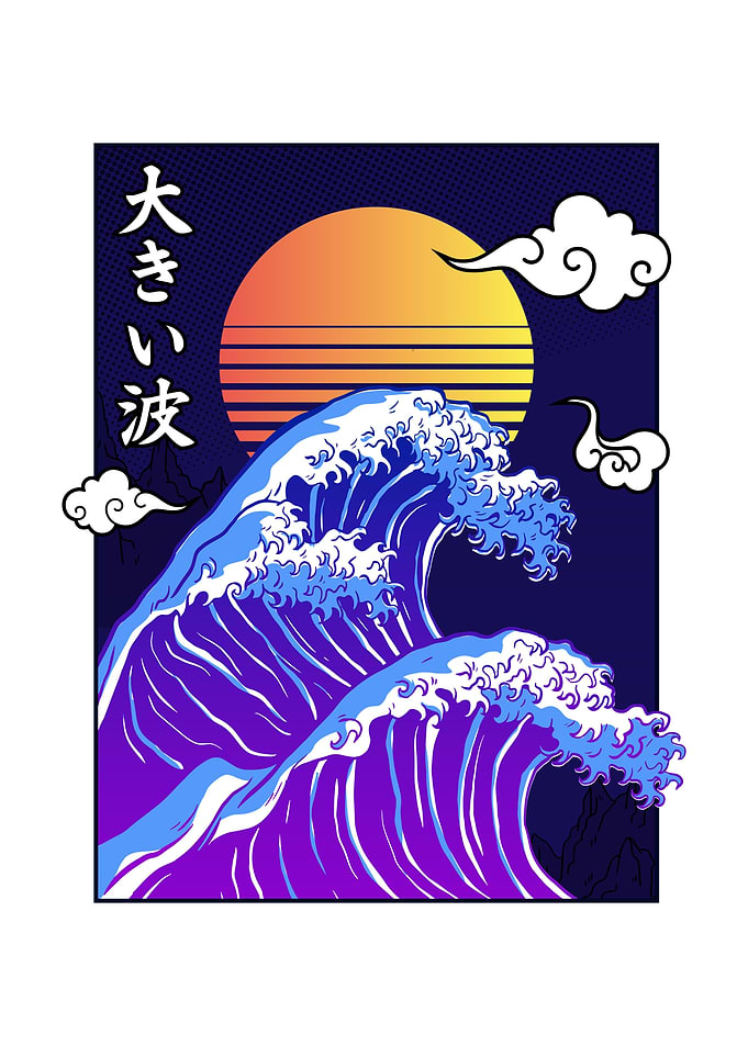 Japanese Sunset And Waves