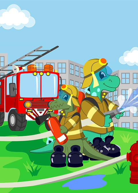 Firefighter Truck Dinosaur