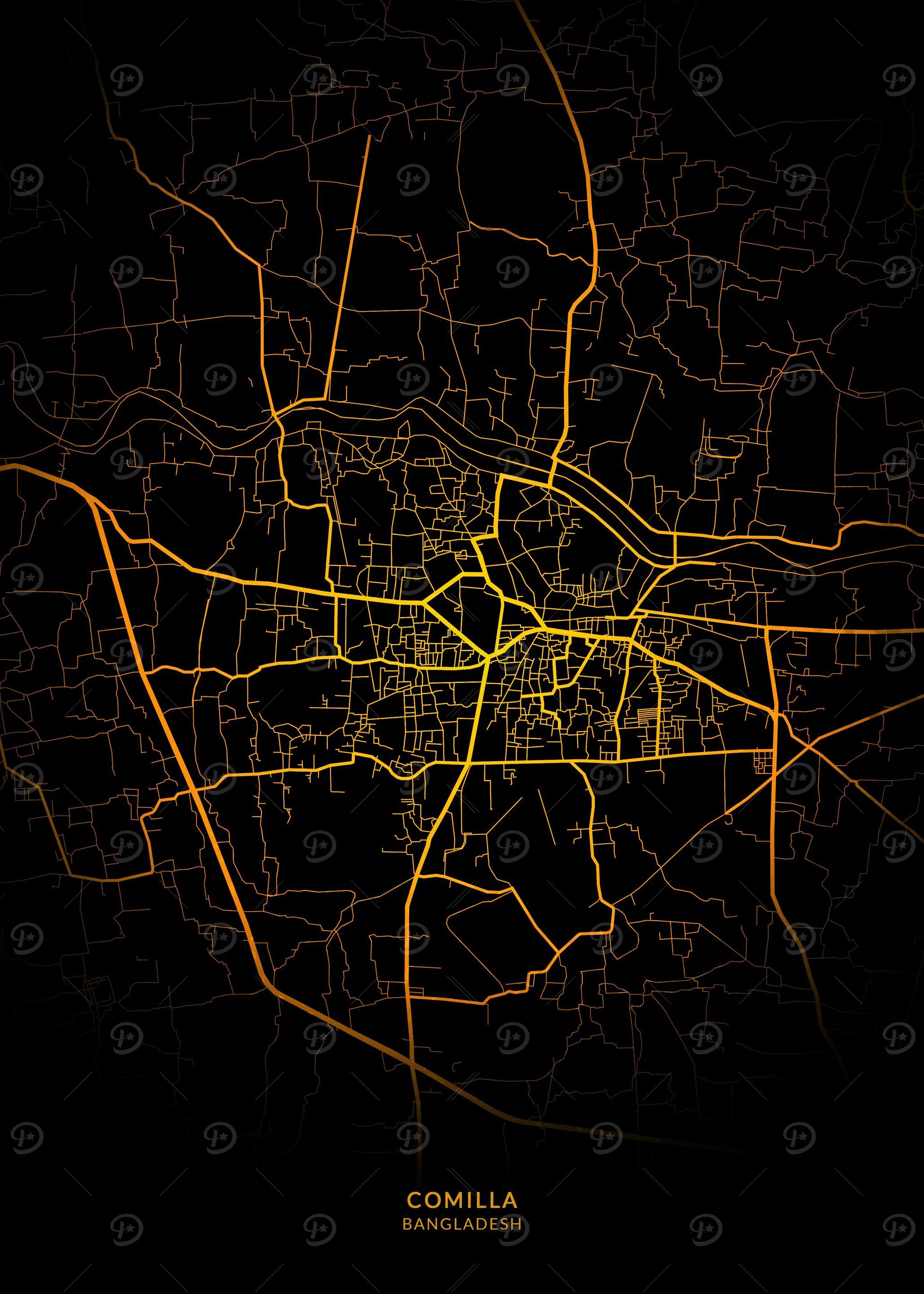 Comilla City Map Gold