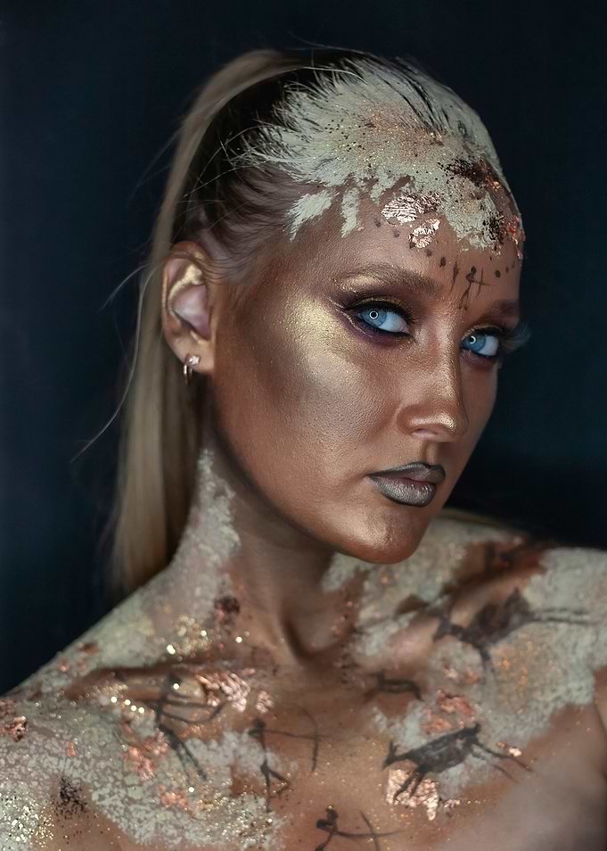 Cave painting makeup girl