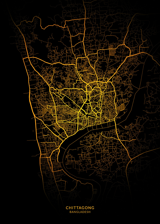 Chittagong City Map Gold