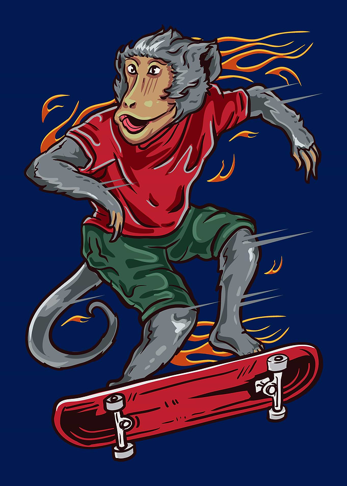Skating Monkey Skateboard